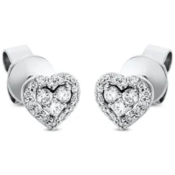 Ohrstecker Herz aus 750 Gold Weißgold 34 Diamanten 0,2ct TW-SI 5,6x6mm