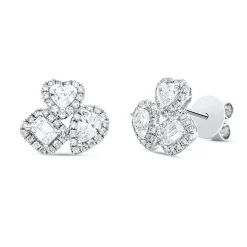 Ohrstecker Herz aus 750 Gold Weißgold 88 Diamanten 1,5ct 11x11,5mm