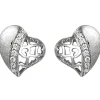 Ohrstecker Herz aus 925 Silber eismatt mit 16 Zirkonia Ohrringe mit Muster