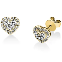 Ohrstecker Herzen aus 750 Gold Gelbgold mit 44 Diamant-Brillanten 0,55ct TW-SI