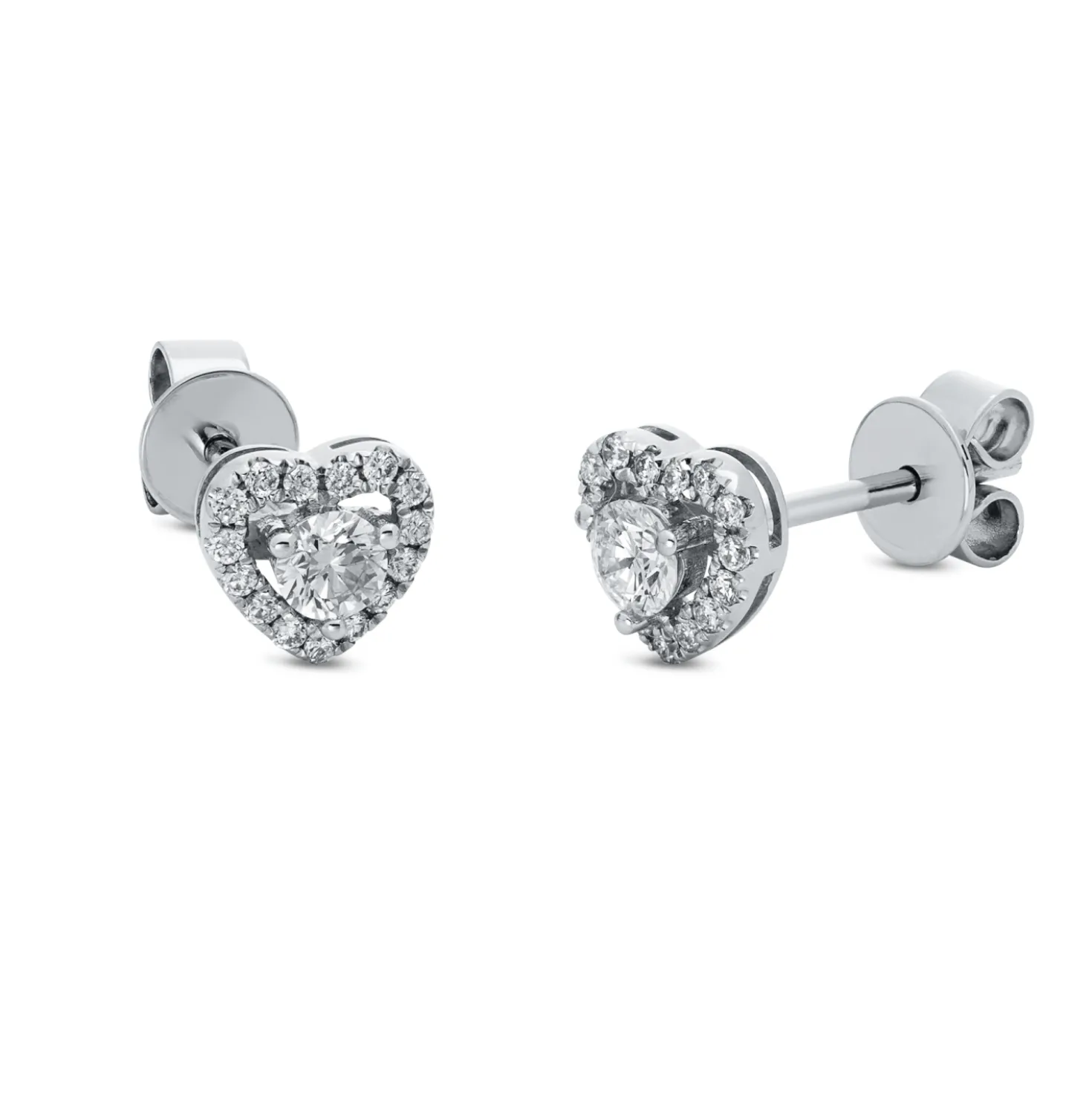Ohrstecker Herzen aus 585 Weißgold 32 Diamanten 0,34ct TW-SI 5,9x6,2mm