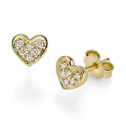 Ohrstecker Herzen 585 Gold Gelbgold mit 12 Diamanten 0,11ct TW-SI