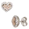 Ohrstecker Herz Herzen 60 Diamanten 0.3Ct Brillanten 585 Gold weiß/rot