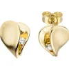 Ohrstecker Herz Herzen mit Diamanten 0.08Ct W/SI Brillanten 585 Gold Gelbgold