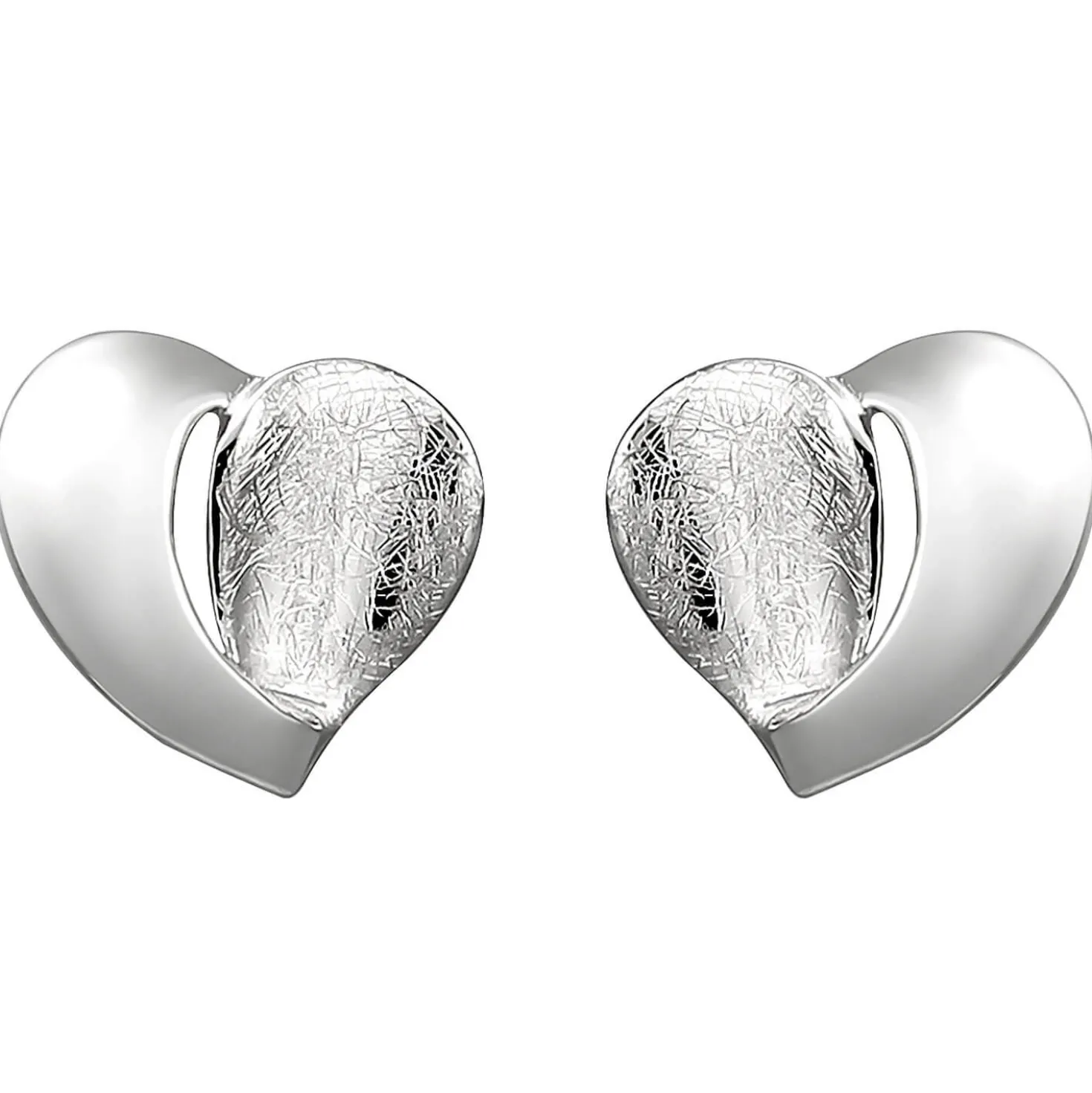 Ohrstecker Herz Herzen 925 Silber teileismatt teilglänzend Ohrringe Ohrschmuck