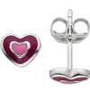 Ohrstecker Kinder-Ohringe Herz Herzchen mit pink-lila Lakierung 925 Silber