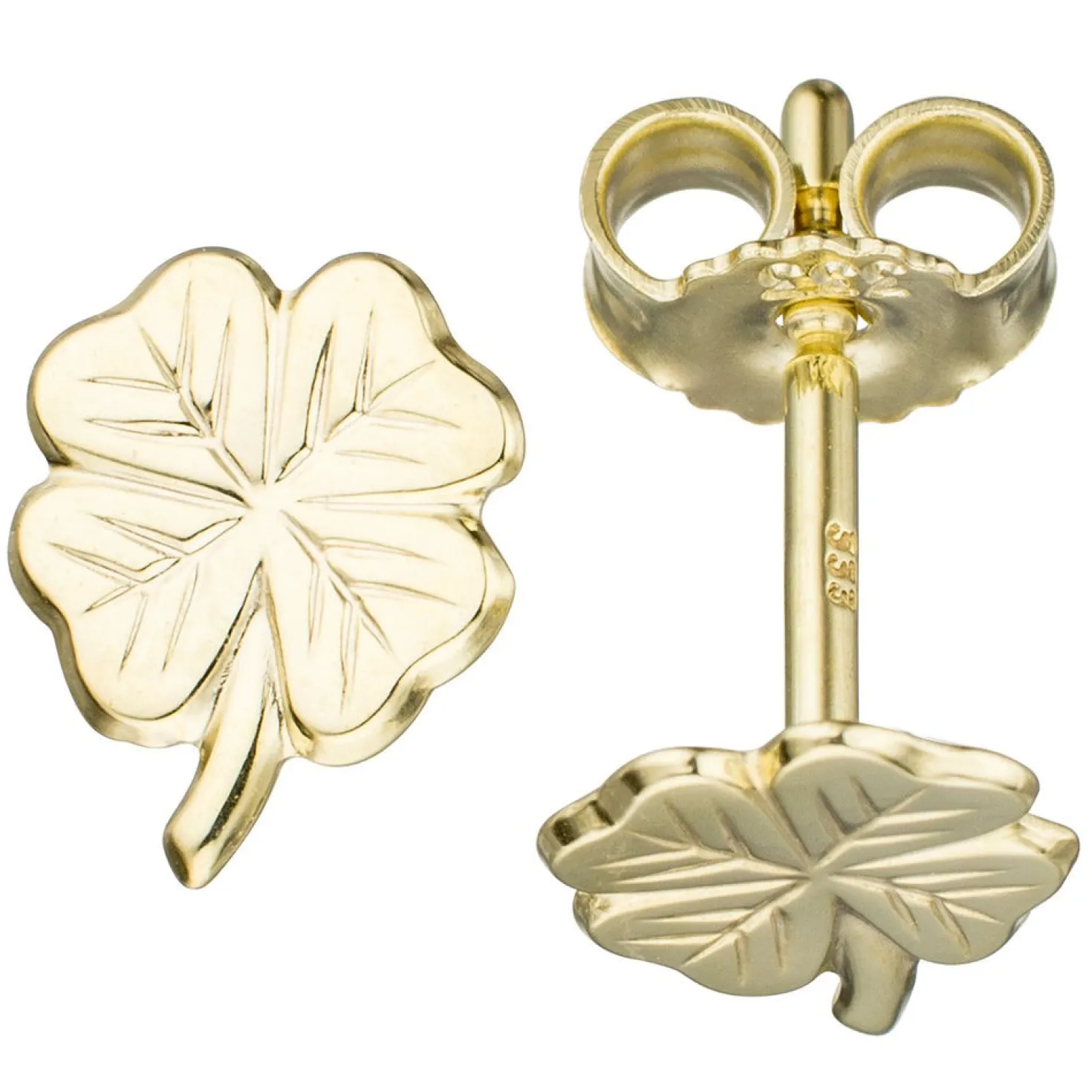 Ohrstecker Kleeblatt 333 Gelbgold, Kinder Ohrringe Ohrschmuck Goldohrringe