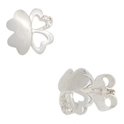 Ohrstecker Kleeblatt Schmetterling 925 Silber teilmatt Zirkonia, Kinder