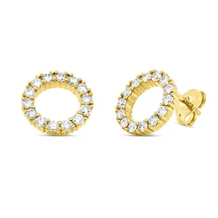 Ohrstecker Kreis aus 585 Gelbgold 28 Brillanten 0,84ct W-SI 11,9x11,9mm