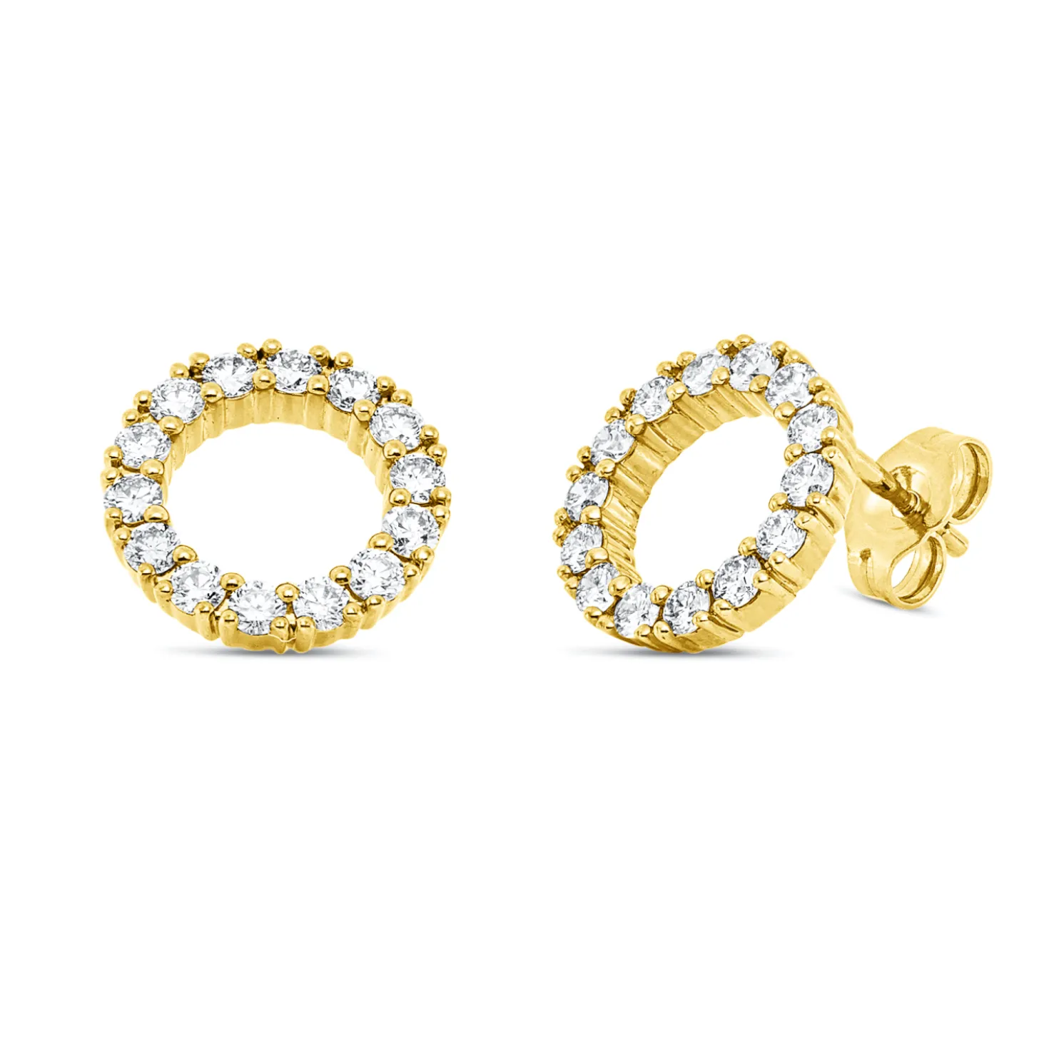 Ohrstecker Kreis aus 585 Gelbgold 28 Brillanten 0,84ct W-SI 11,9x11,9mm