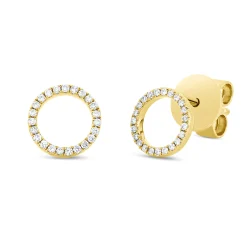 Ohrstecker Kreis aus 750 Gold Gelbgold 46 Brillanten 0,07ct TW-SI Ø6,6mm