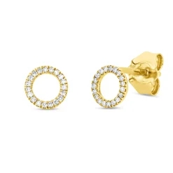 Ohrstecker Kreis aus 750 Gold Gelbgold 38 Diamanten 0,06ct TW-SI 5,5x5,5mm