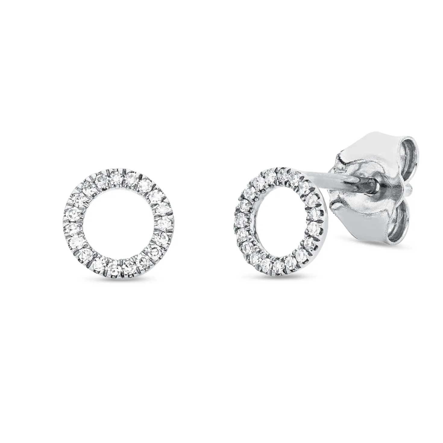 Ohrstecker Kreis aus 750 Weißgold 38 Diamanten 0,06ct TW-SI 5,5x5,5mm