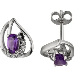 Ohrstecker mit Amethysten lila violett 14 Zirkonia 333 Gold Weißgold Ohrschmuck
