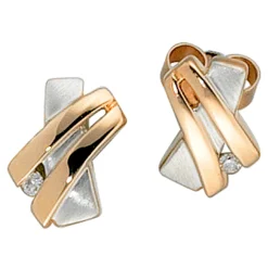 Ohrstecker mit Diamanten 0.03Ct W/SI 585 Gold Rotgold Damen Rotgoldohrstecker