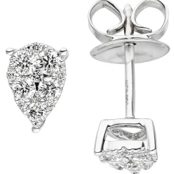 Ohrstecker mit 24 Diamanten 0.4Ct W/SI Tropfen 585 Gold Weißgold Goldohrringe