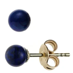 Ohrstecker mitLapis-Lazuli blau 4mm 585 Gold Gelbgold Ohrschmuck