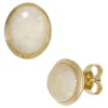 Ohrstecker mit Opal oval glatt gewölbt 585 Gold Gelbgold Ohrschmuck Damen