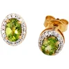 Ohrstecker mit Peridot grün & 36 Brillanten 0.15Ct 585 Gelbgold Damen