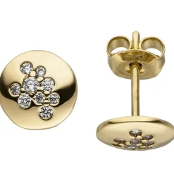 Ohrstecker mit 18 Zirkonia 333 Gold Gelbgold rund glänzend Ohrringe Ohrschmuck