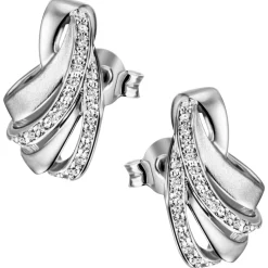 Ohrstecker mit 46 Zirkonia 925 Silber rhodiniert 14,1x8,8mm Ohrringe Ohrschmuck