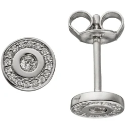 Ohrstecker mit 34 Zirkonia weiß Ø 6,5mm 925 Silber rhodiniert Ohrringe rund