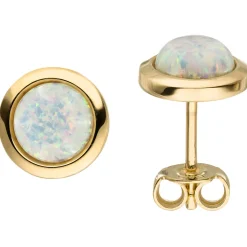 Ohrstecker Ø 8,5mm 375 Gold Gelbgold mit Opal Ohrringe Ohrschmuck Goldohrringe