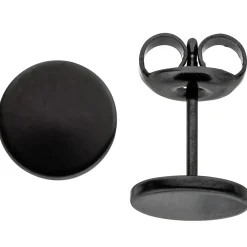 Ohrstecker 8mm Ohrringe Studs Ohrschmuck, rund flach, Edelstahl schwarz lackiert