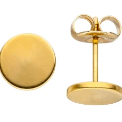 Ohrstecker 8mm Ohrringe Studs Ohrschmuck rund flach Edelstahl mit Gelbgold-Farbe