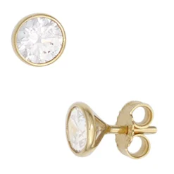 Ohrstecker 5,4mm Zirkonia weiß rund 333 Gold Gelbgold Ohrschmuck Solitär