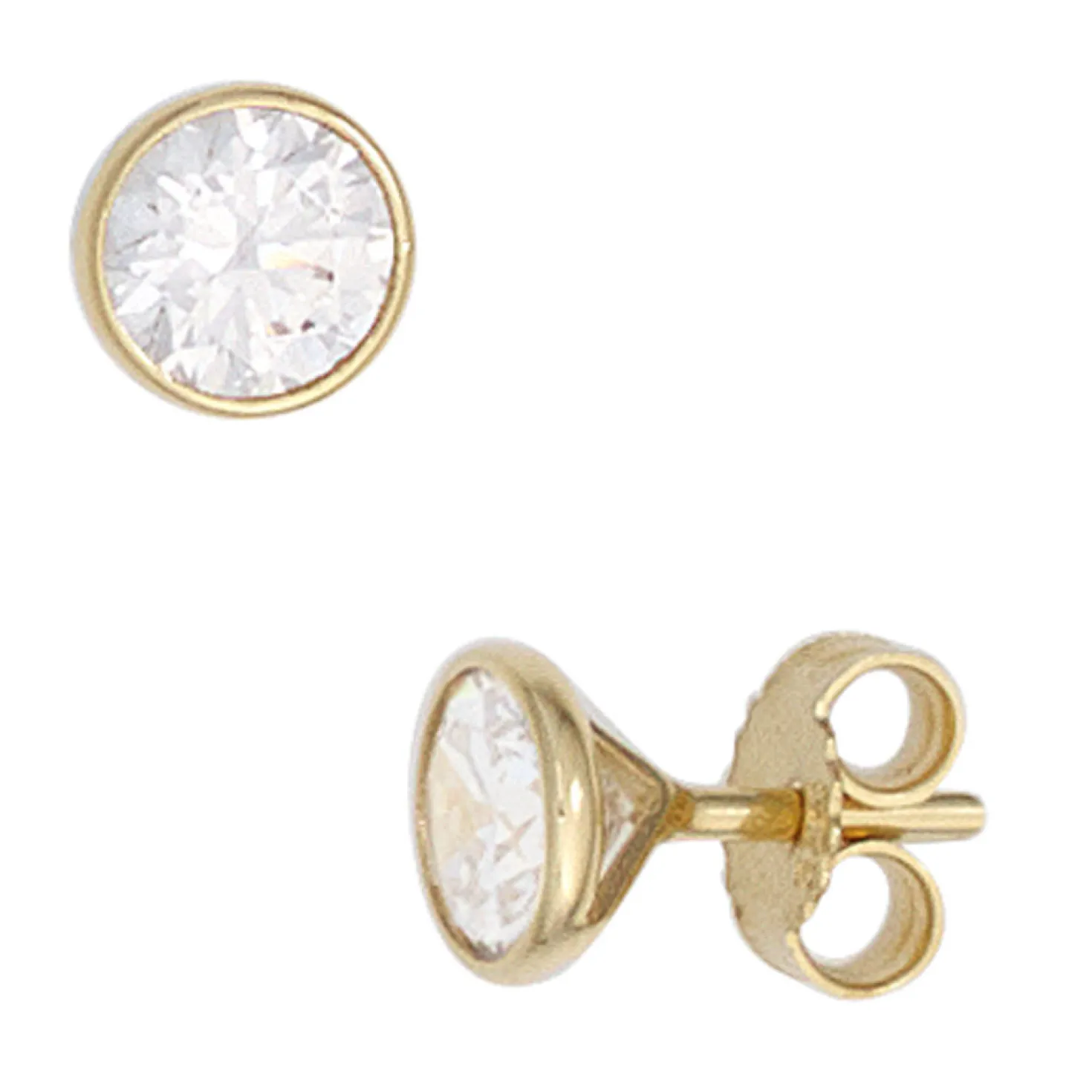 Ohrstecker 5,4mm Zirkonia weiß rund 333 Gold Gelbgold Ohrschmuck Solitär