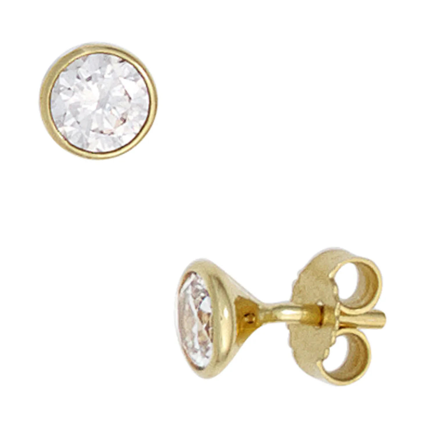 Ohrstecker 4,8mm Zirkonia weiß rund 333 Gold Gelbgold Ohrschmuck Solitär