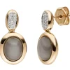 Ohrstecker Mondstein-Cabochons 32 Diamanten 0.16Ct 585 Rotgold Rosegold