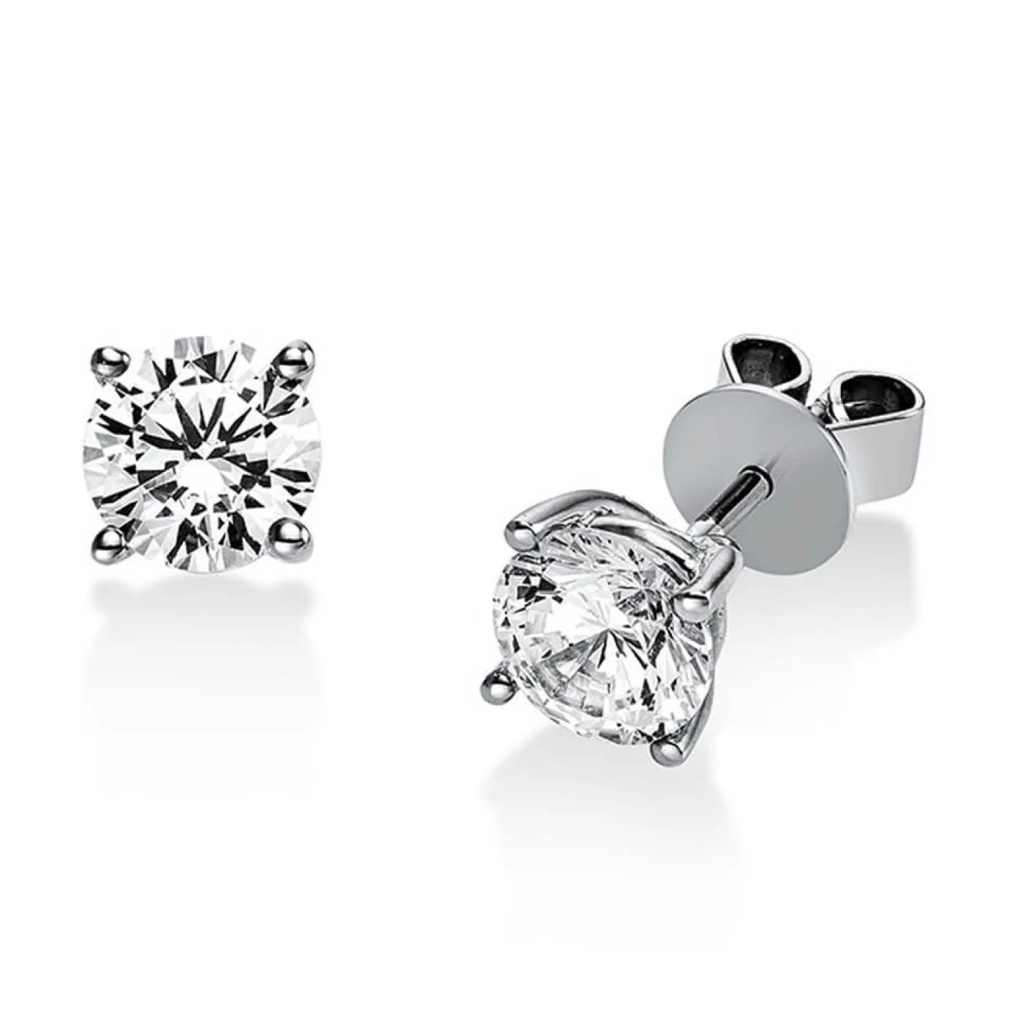 Ohrstecker Ohrringe aus 950 Platin 2 Diamanten Brillanten 1,40 Ct. 4er-Krappe