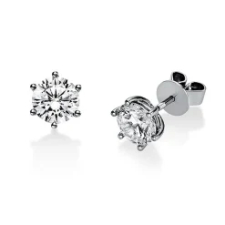 Ohrstecker Ohrringe aus 950 Platin 2 Diamanten Brillanten 1,40 Ct. 6er-Krappe