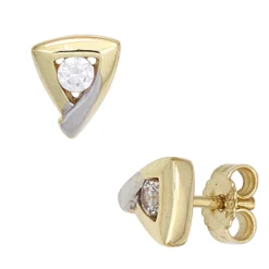 Ohrstecker Ohrringe Dreieck-Form mit Zirkonia weiß 333 Gold Gelbgold