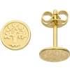 Ohrstecker Ohrringe Goldohrringe Lebensbaum, rund, 333 Gold Gelbgold matt