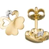 Ohrstecker Ohrringe Kleeblatt Schmetterling mit Zirkonia weiß 333 Gold