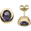 Ohrstecker Ohrringe mit blauen Iolithe 585 Gold Gelbgold Goldohrringe Ohrschmuck
