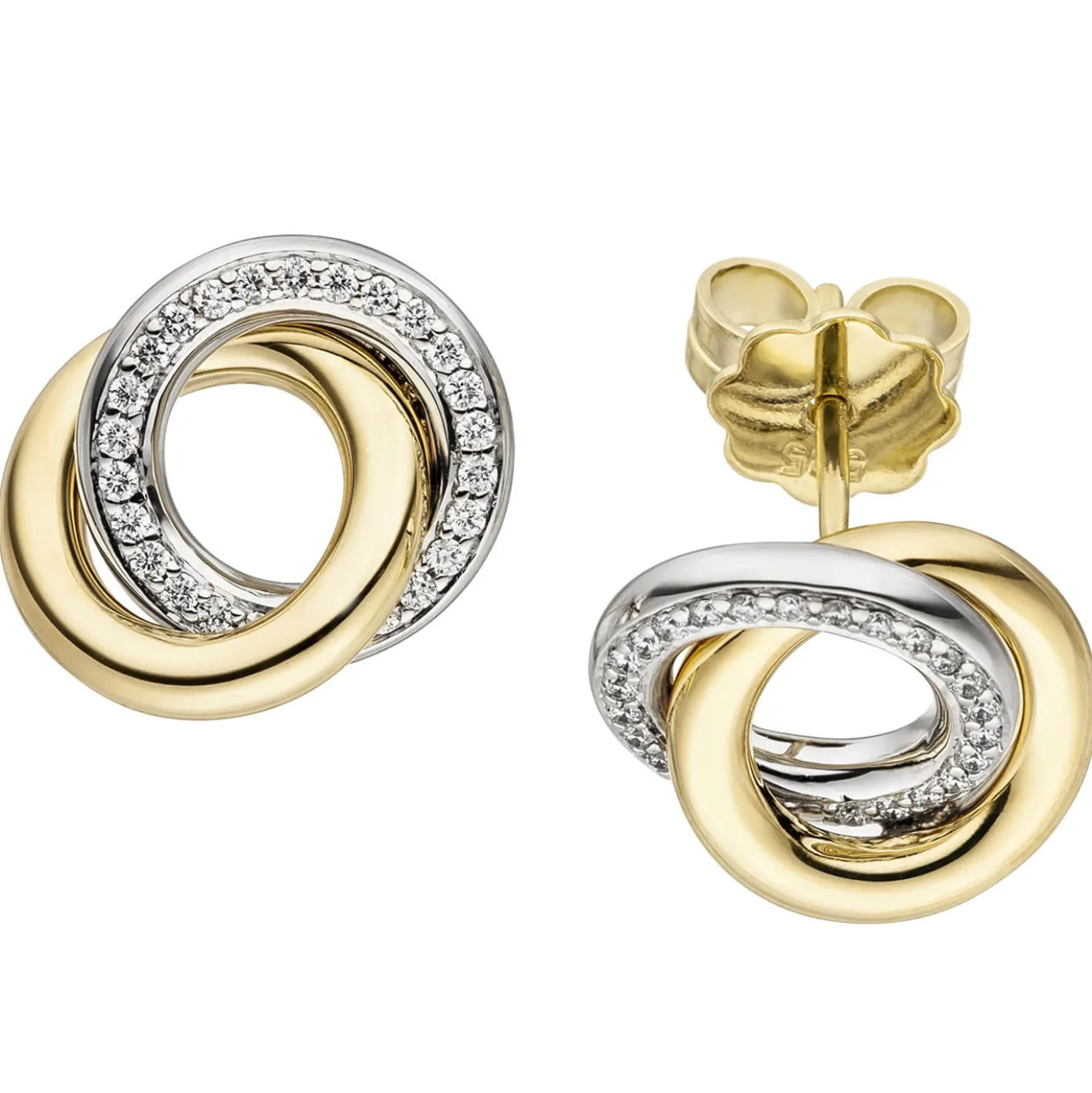 Ohrstecker Ohrringe mit 48 Diamanten 0.14Ct Ringe 585 Gelbgold Weißgold