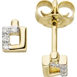 Ohrstecker Ohrringe mit 8 Diamanten 0.04Ct W/SI Brillanten 585 Gold Gelbgold