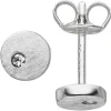 Ohrstecker Ohrringe mit weißen Zirkonia 925 Silber mattiert flach rund schlicht