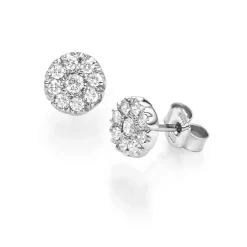 Ohrstecker Ohrringe 7,5mm 18 Diamanten 0.42Ct TW/SI Diamanten 585 Gold Weißgold