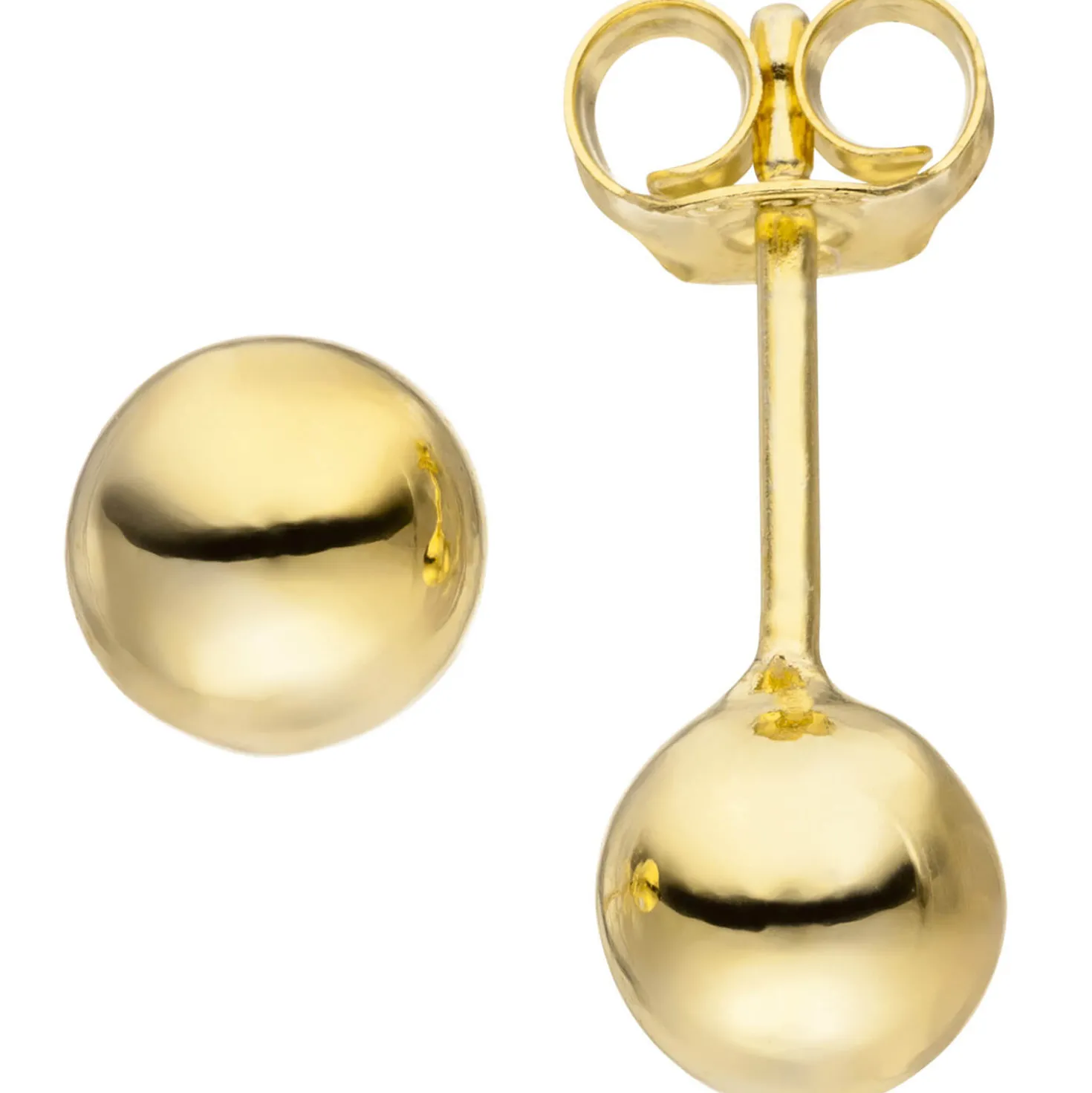 Ohrstecker Ohrringe 6mm Kugel aus 925 Silber gelbvergoldet Ohrschmuck