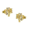 Ohrstecker Ohrringe Ohrschmuck, Baum mit weißen Zirkonia, 375 Gold Gelbgold