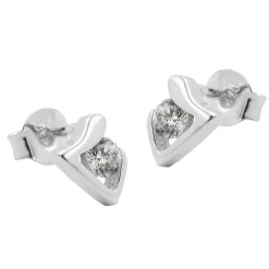 Ohrstecker Ohrringe Ohrschmuck, Dreieck mit Zirkonia weiß, 925 Silber, Damen