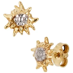 Ohrstecker Ohrringe Ohrschmuck Edelweiß 333 Gold Gelbgold teilrhodiniert
