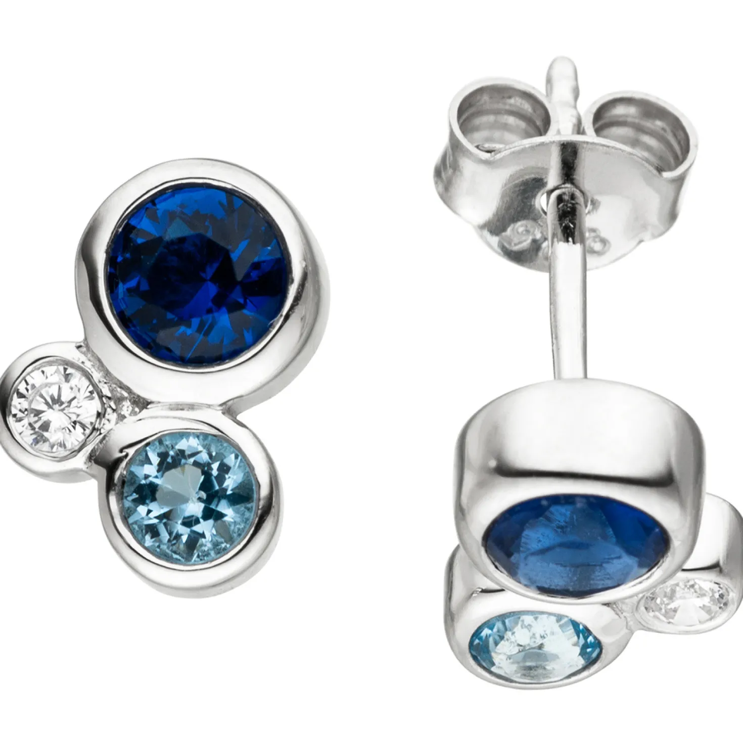 Ohrstecker Ohrringe Ohrschmuck mit blauen weißen hellblauen Zirkonia, 925 Silber