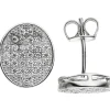 Ohrstecker Ohrringe Ohrschmuck mit weißen Zirkonia, oval, 925 Silber rhodiniert