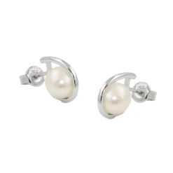 Ohrstecker Ohrringe Ohrschmuck zarte weiße Zuchtperle im Käfig aus 925 Silber